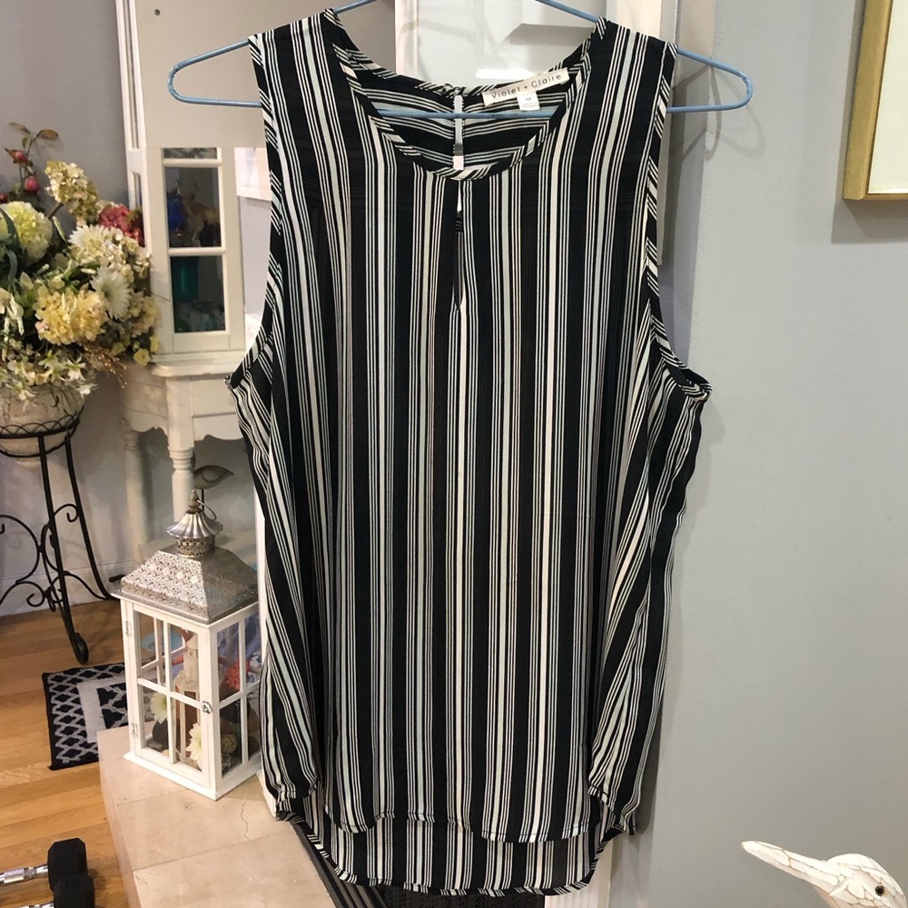 Violet & Claire Striped Sleeveless Tank Blouse Shirt Top